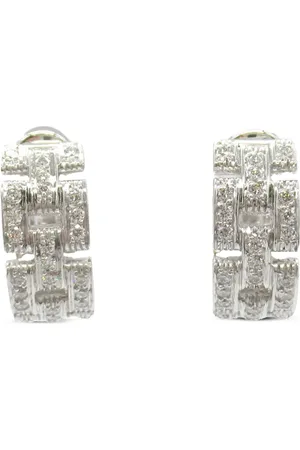 Cartier 2010s 18K white gold Panthère diamond earrings