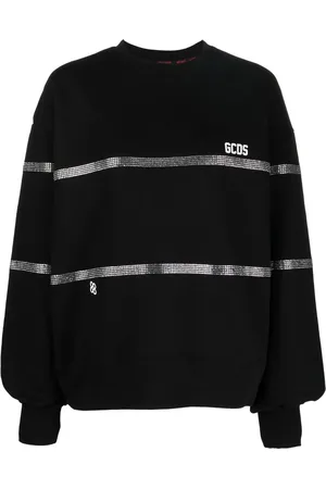 GCDS Sudadera con detalles de cristal y motivo de rayas