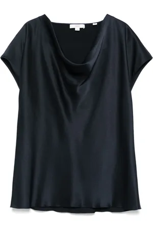 Vince Blusa de seda con cuello desbocado