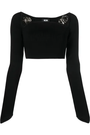 GCDS Top de canalé corto con cuello cuadrado