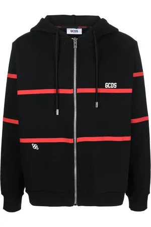 GCDS Hoodie con cierre y rayas estampadas