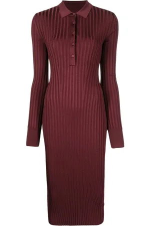 GALVAN Vestido midi tejido de canalé