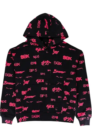 Sp5der Hoodie Black con estampado gráfico