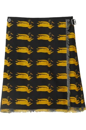 Burberry Falda recta con bordes deshilachados y animal print