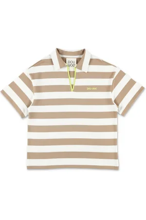 DOUUOD KIDS Playera tipo polo con rayas estampadas