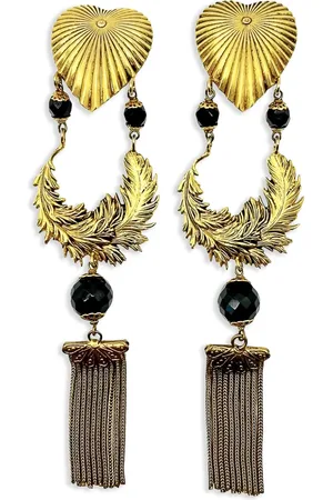JENNIFER GIBSON JEWELLERY Aretes de clip en forma de corazón con borla 1980 pre-owned