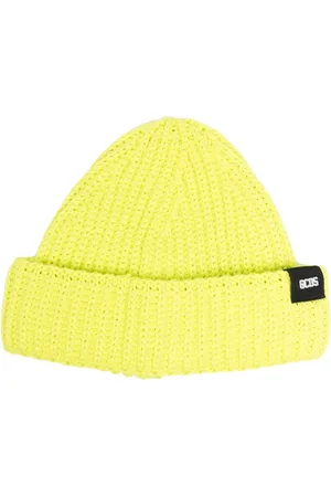 GCDS Gorro tejido de canalé con parche del logo