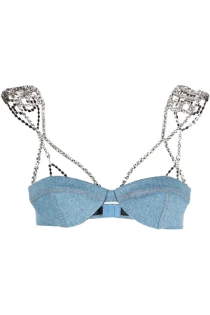 GCDS Top tipo bralette de mezclilla con detalle de cristal en las tiras