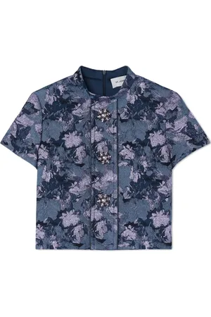 ST. JOHN Top metalizado con estampado floral