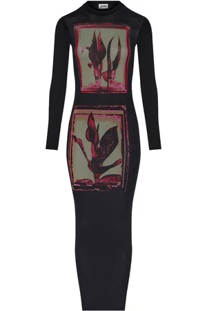 Jean Paul Gaultier Vestido midi ajustado con estampado floral