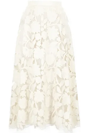 Elie saab Falda midi con tul bordado