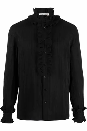Saint Laurent Camisa de seda con volantes