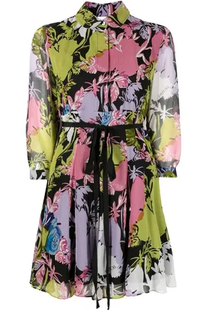 Patou Vestido camisero de seda con estampado floral