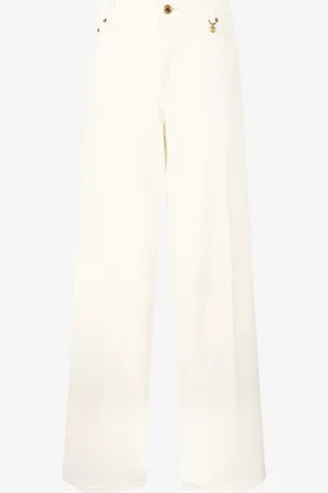 Roberto Cavalli Pantalones anchos con bolsillos en color crema
