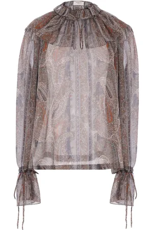 Saint Laurent Blusa de seda con estampado de cachemira