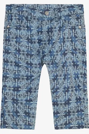 Roberto Cavalli Shorts con monograma en mezclilla