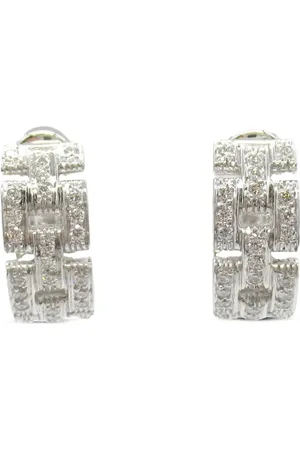 Cartier 2010s 18K white gold Panthère diamond earrings