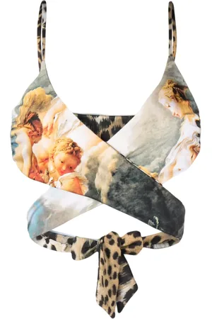 Roberto Cavalli Top de bikini con estampado gráfico
