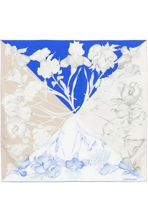 Salvatore Ferragamo Mascada de seda con estampado Hydrangea