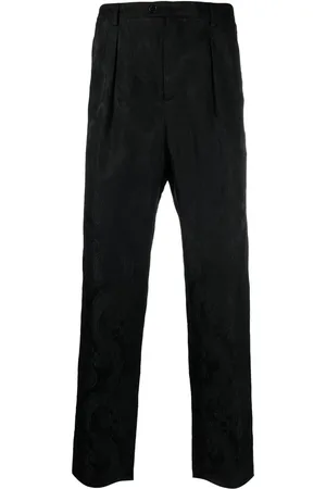 Saint Laurent Pantalones rectos con motivo de cachemira