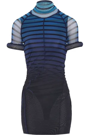 Jean Paul Gaultier Vestido corto de malla a rayas