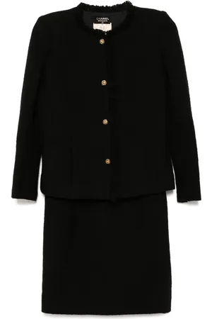 CHANEL Falda con chamarra sin cuello 1990-2000