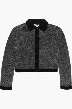 RE/DONE Cárdigan estilo playera tipo polo de lurex