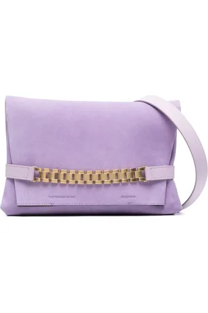 Victoria Beckham Bolsa de hombro de gamuza con cadena y logo en relieve