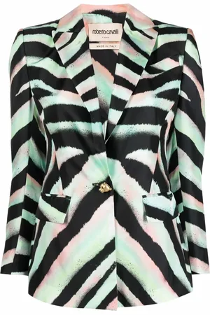 Roberto Cavalli Blazer de seda con motivo de cebra