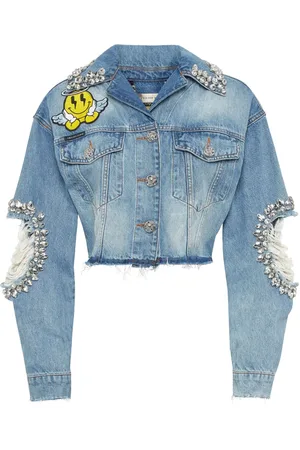 Philipp Plein Chamarra corta de mezclilla Smile