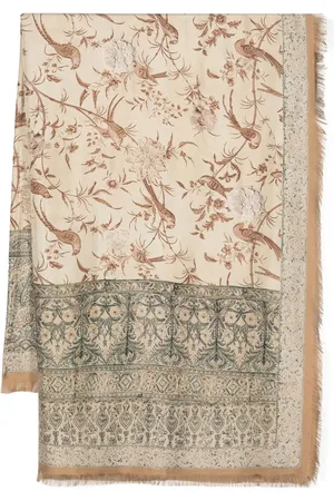 PIERRE-LOUIS MASCIA Mascada de seda con estampado gráfico y bordes deshilachados