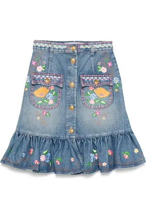VALENTINO GARAVANI Falda midi con bordado floral