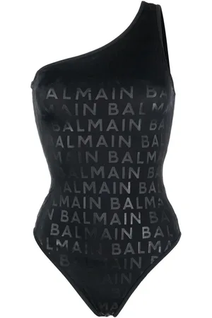 Balmain Traje de baño con logo estampado y tira en un hombro