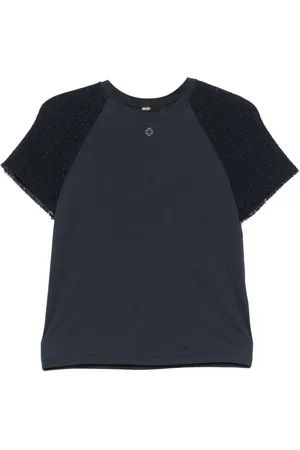 Maje Playera con paneles de tweed