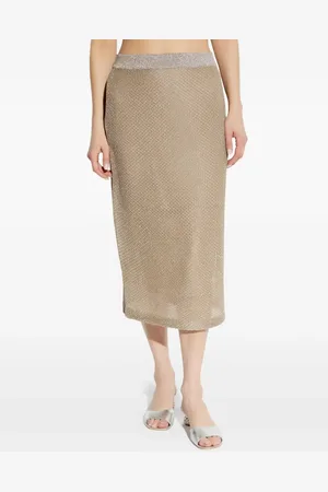 Tory Burch Falda midi metalizada