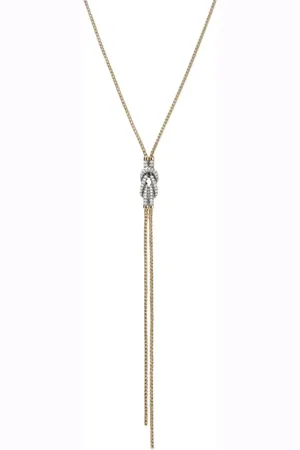 John Hardy Collar Love Knot Y en oro amarillo de 14kt con diamantes