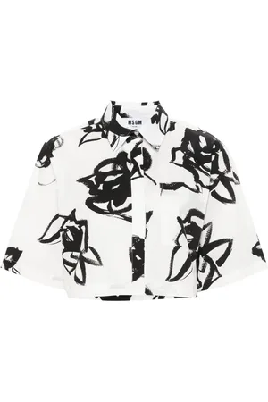 Msgm Camisa corta con rosas estampadas