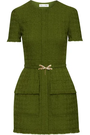 Oscar de la Renta Vestido corto con cinturón Dragonfly
