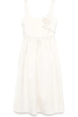 Self-Portrait Vestido midi con efecto satinado y aplique floral