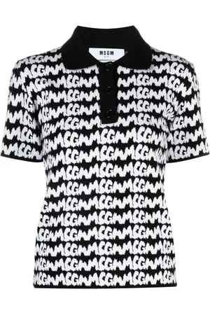 Msgm Playera tipo polo con logo en jacquard