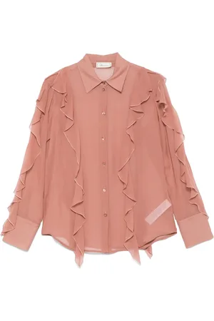 BLUMARINE Camisa de seda con volantes
