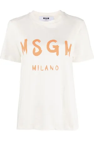 Msgm Playera con logo estampado y cuello redondo