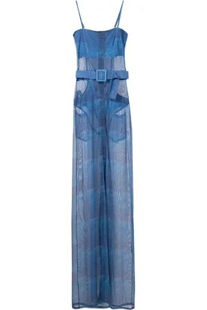 AMIR SLAMA Vestido largo con cinturón y efecto transparente