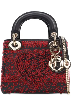 Dior Bolsa satchel Mini Smooth Calfskin Embroidered Heart Playing Cards Lady Dior 2018