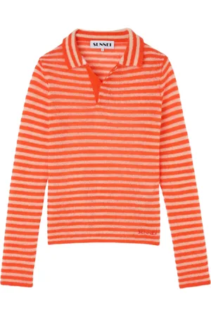 SUNNEI Suéter estilo playera tipo polo con motivo de rayas