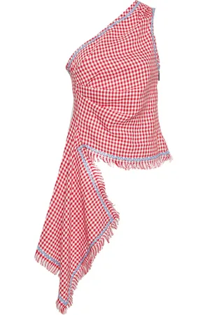Msgm Top asimétrico con estampado de cuadros gingham