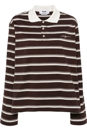 Msgm Playera tipo polo con rayas estampadas