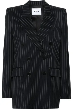 Msgm Blazer con rayas diplomáticas estampadas y doble botonadura