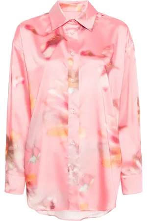 Msgm Camisa con cuello italiano y estampado abstracto