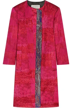 DRIES VAN NOTEN Abrigo sin cuello con motivo en jacquard